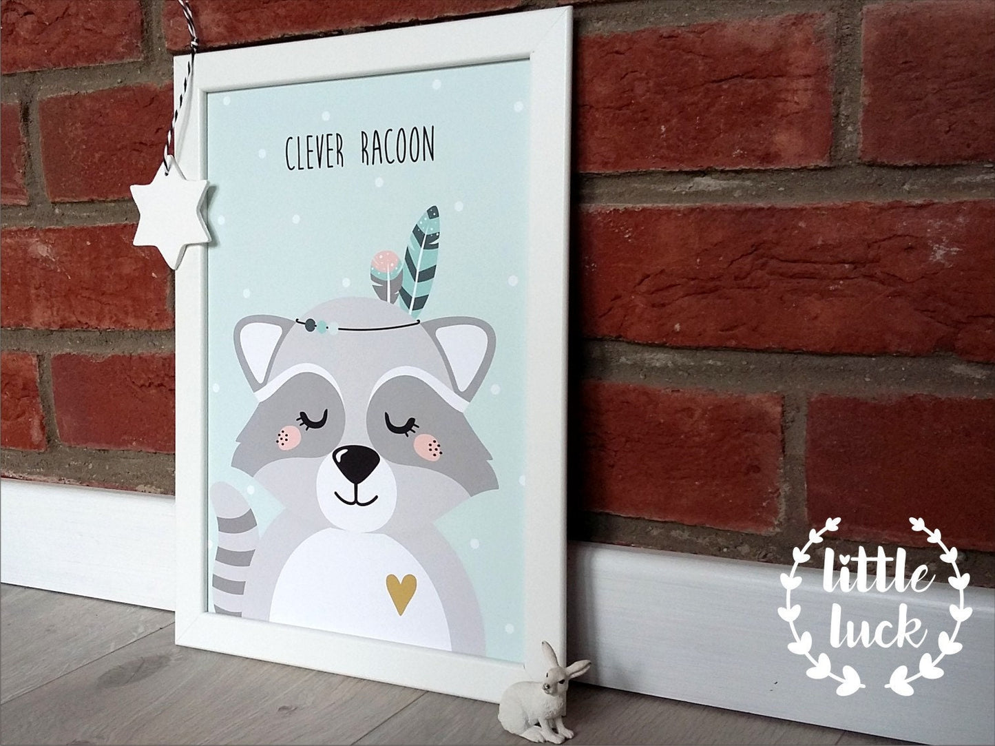 Kinderzimmer Poster mit Waschbär Motiv • A4 Format