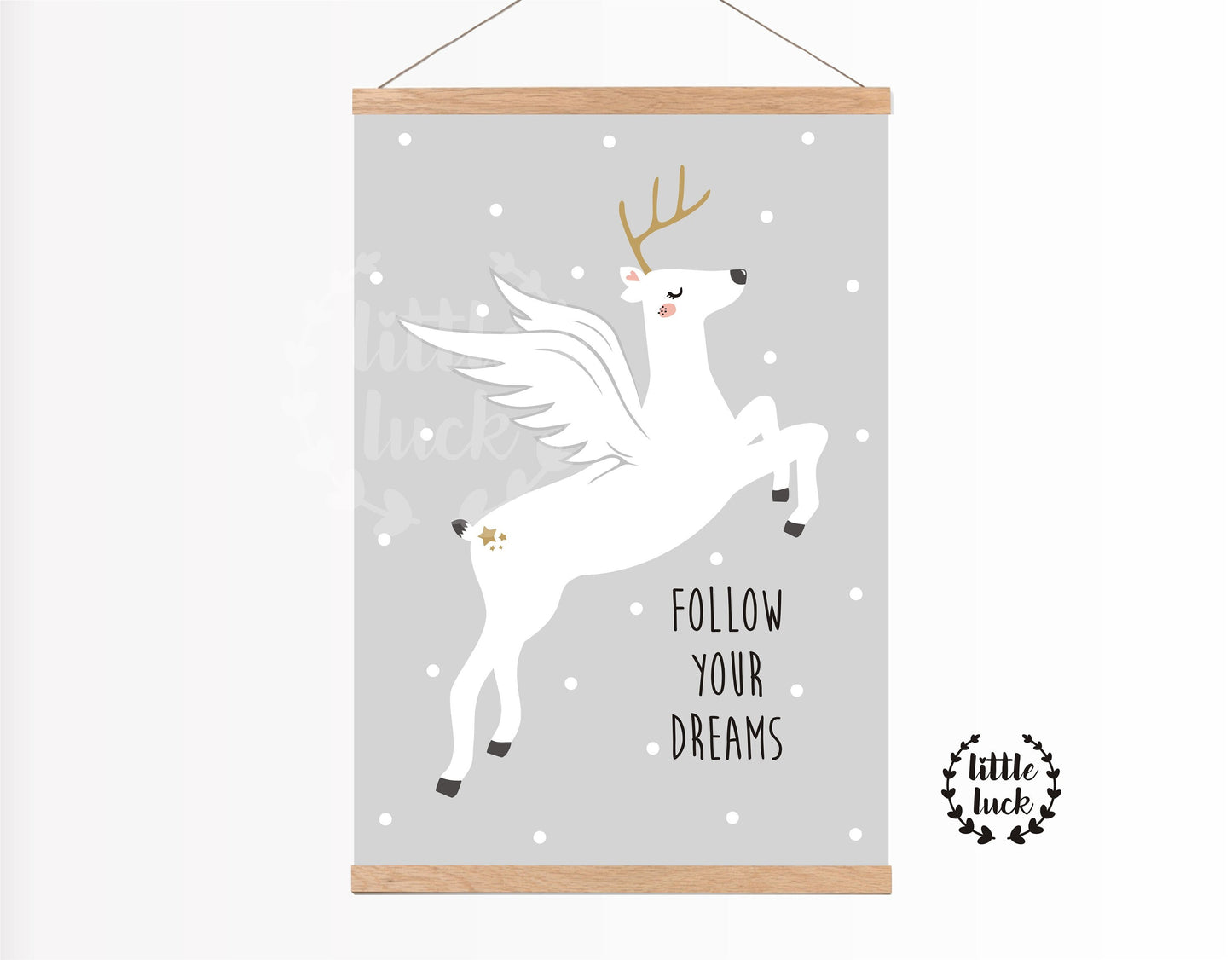 Children's room poster "white deer" • A4 format