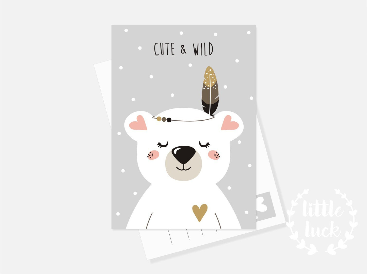 Postkarte mit Eisbär Motiv "CUTE & WILD"